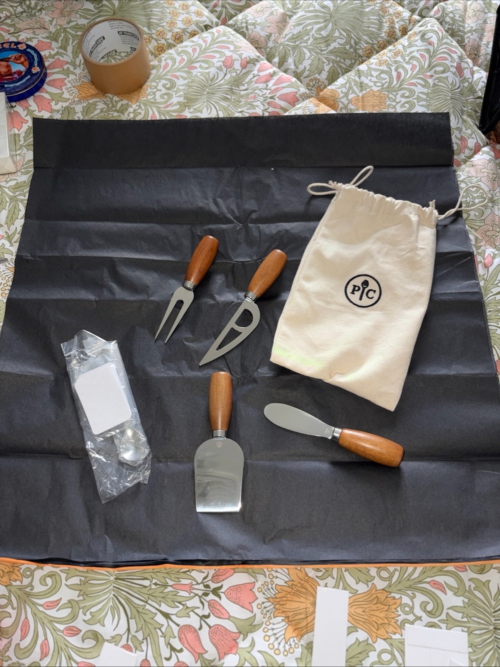 Wooden Handle Cheese Knife Set - Natural Brown